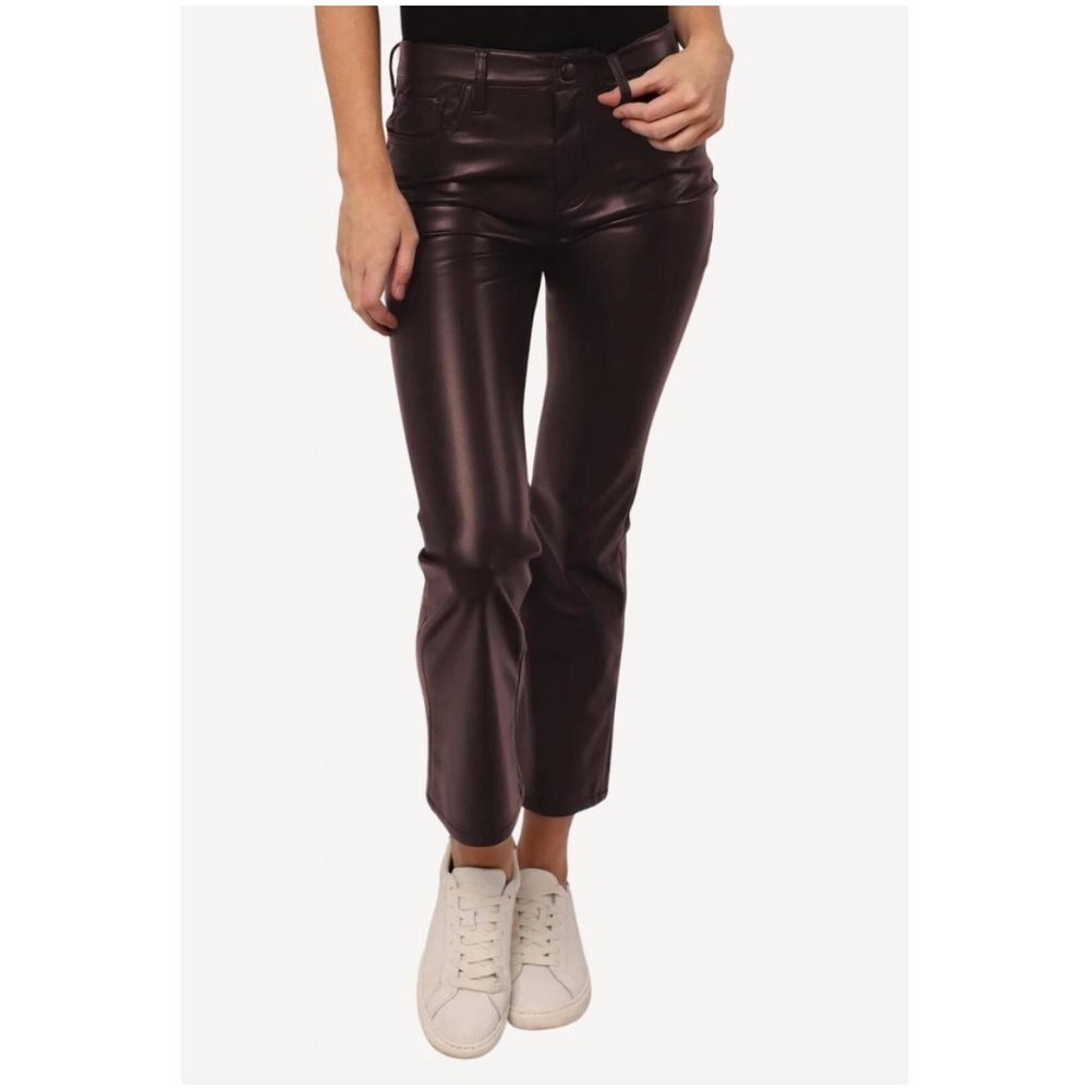 Dear John Jeanne High Rise Faux Leather Cropped‎ Flare Pants Brown Size 31